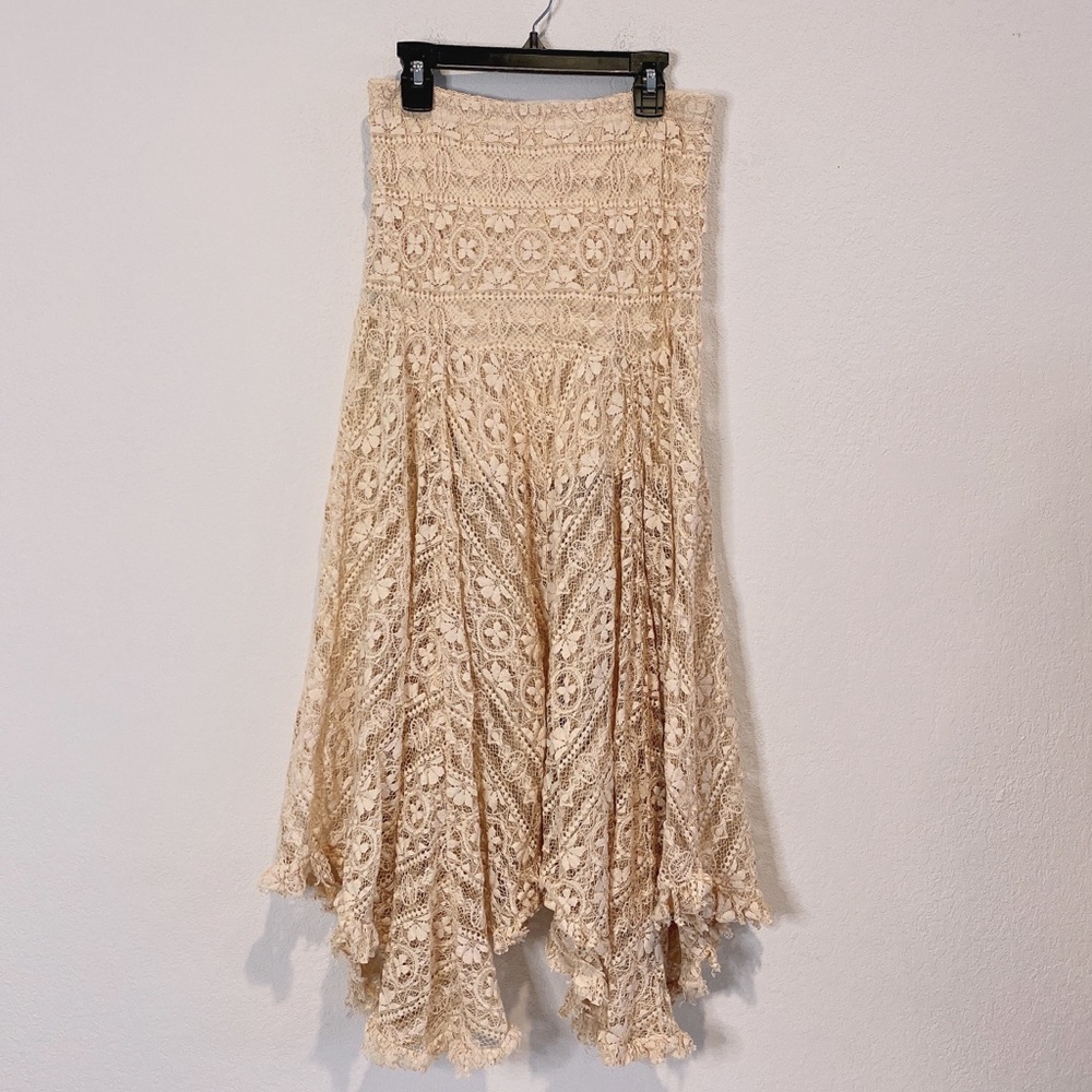 Free People Ultimate Bohemian Dream Lace Maxi Skirt Gypsy Cottagecore Size S